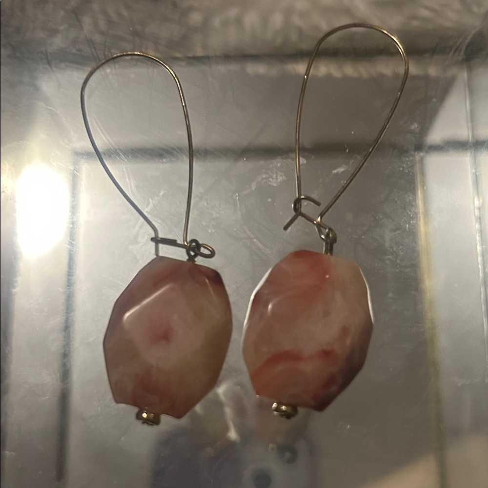 Elegant Pink Marble Earrings